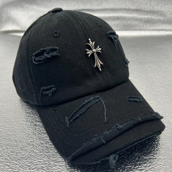 Chrome Hearts Ripped Black Adjustable Baseball Cap - Picture 6 of 6